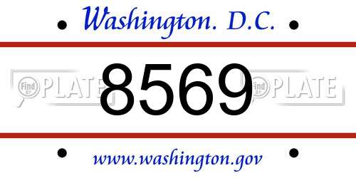 8569 District Of Columbia License Plate