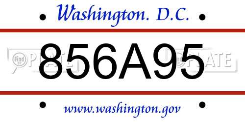 856A95 District Of Columbia License Plate
