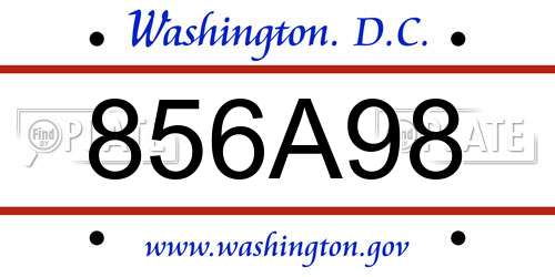 856A98 District Of Columbia License Plate