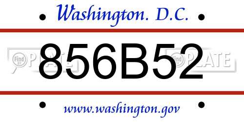 856B52 District Of Columbia License Plate