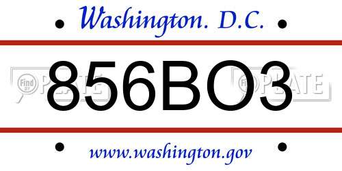 856BO3 District Of Columbia License Plate
