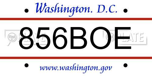 856BOE District Of Columbia License Plate