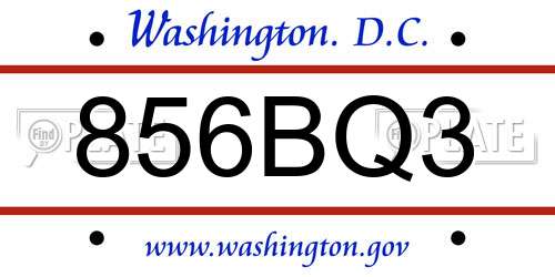 856BQ3 District Of Columbia License Plate