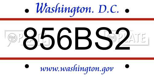 856BS2 District Of Columbia License Plate