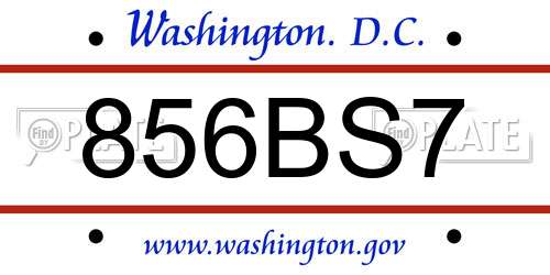 856BS7 District Of Columbia License Plate