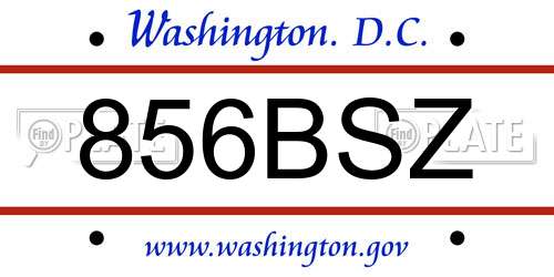 856BSZ District Of Columbia License Plate