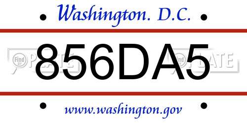 856DA5 District Of Columbia License Plate