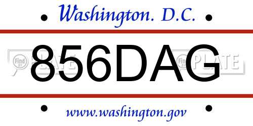 856DAG District Of Columbia License Plate