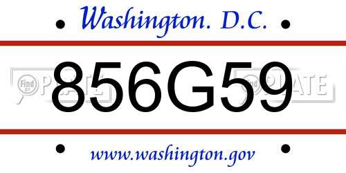856G59 District Of Columbia License Plate