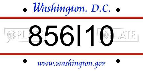 856I10 District Of Columbia License Plate