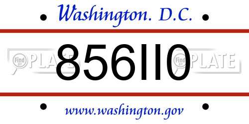 856II0 District Of Columbia License Plate