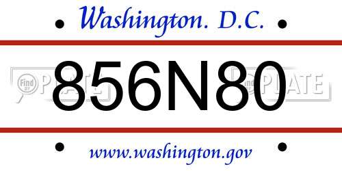 856N80 District Of Columbia License Plate