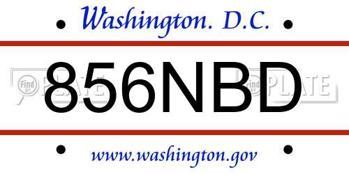 856NBD District Of Columbia License Plate