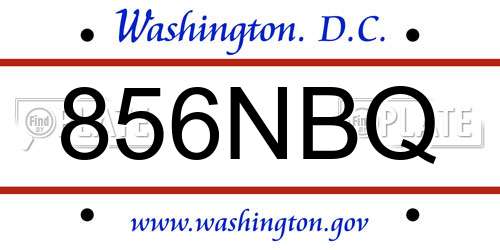 856NBQ District Of Columbia License Plate