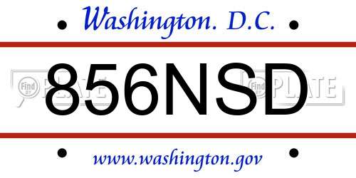 856NSD District Of Columbia License Plate