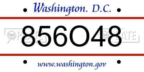 856O48 District Of Columbia License Plate