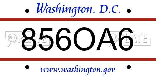 856OA6 District Of Columbia License Plate