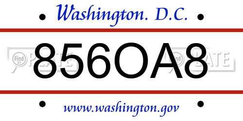856OA8 District Of Columbia License Plate