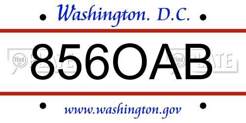 856OAB District Of Columbia License Plate