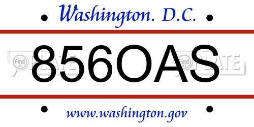 856OAS District Of Columbia License Plate