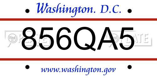 856QA5 District Of Columbia License Plate