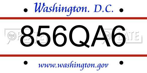 856QA6 District Of Columbia License Plate