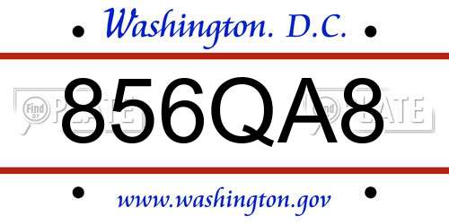 856QA8 District Of Columbia License Plate