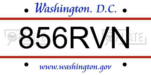 856RVN District Of Columbia License Plate