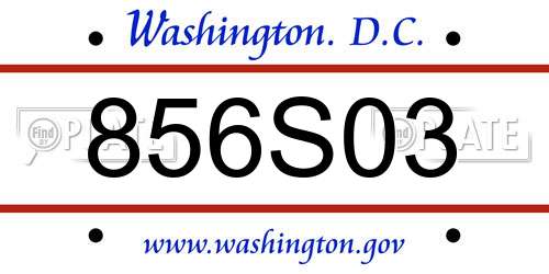 856S03 District Of Columbia License Plate