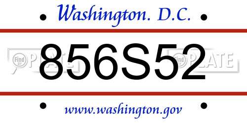 856S52 District Of Columbia License Plate
