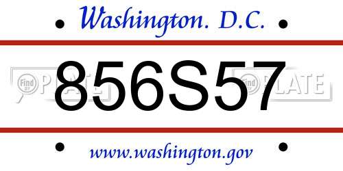 856S57 District Of Columbia License Plate