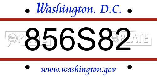 856S82 District Of Columbia License Plate