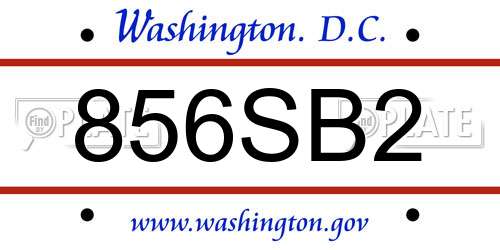 856SB2 District Of Columbia License Plate