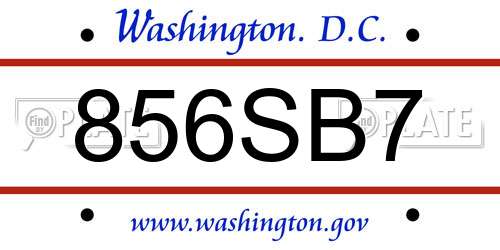 856SB7 District Of Columbia License Plate