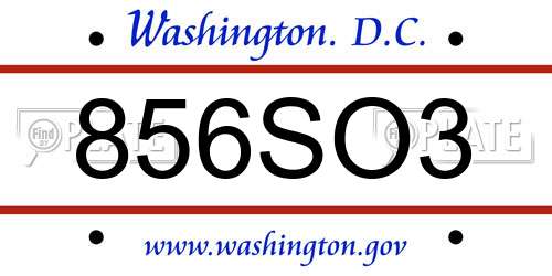 856SO3 District Of Columbia License Plate