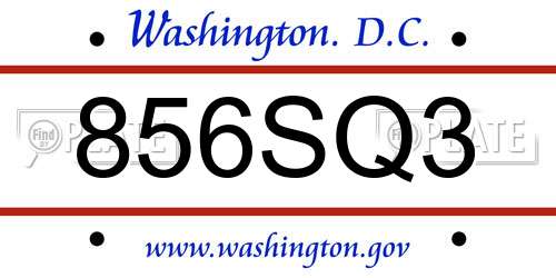 856SQ3 District Of Columbia License Plate