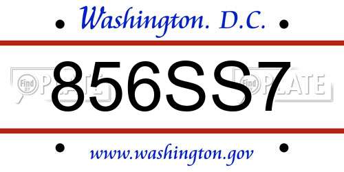 856SS7 District Of Columbia License Plate