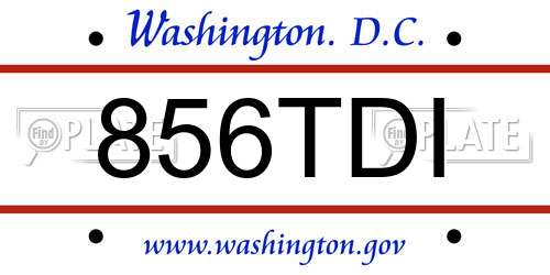 856TDI District Of Columbia License Plate