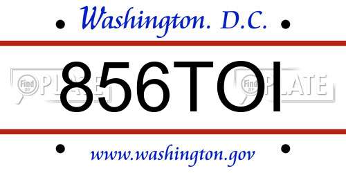 856TOI District Of Columbia License Plate