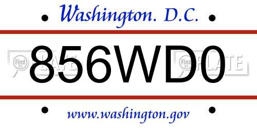 856WD0 District Of Columbia License Plate