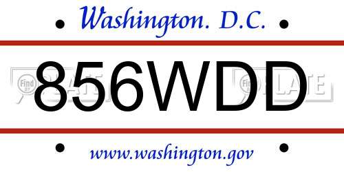 856WDD District Of Columbia License Plate