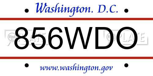 856WDO District Of Columbia License Plate