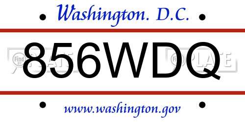 856WDQ District Of Columbia License Plate