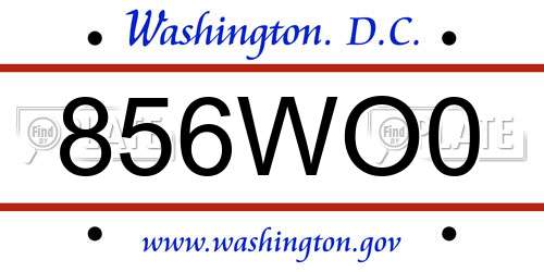 856WO0 District Of Columbia License Plate