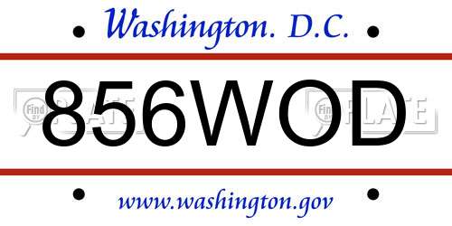 856WOD District Of Columbia License Plate
