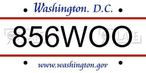 856WOO District Of Columbia License Plate