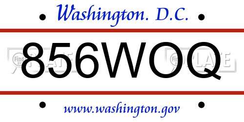 856WOQ District Of Columbia License Plate