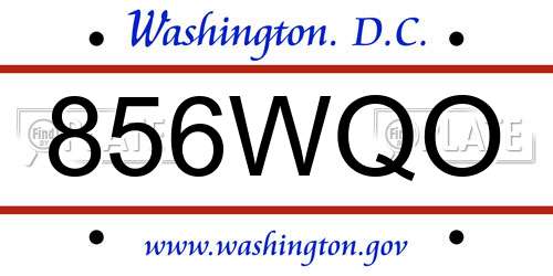 856WQO District Of Columbia License Plate
