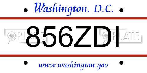 856ZDI District Of Columbia License Plate