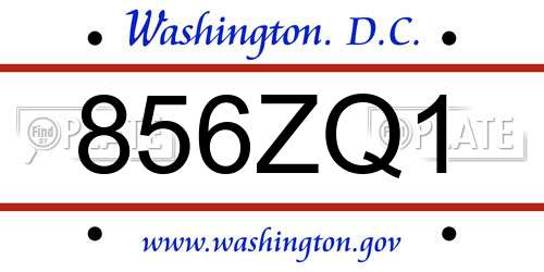 856ZQ1 District Of Columbia License Plate